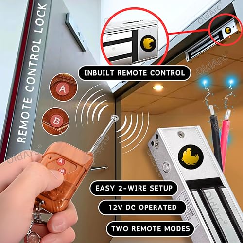 Image of OldArc ER2 EM Lock 600lbs + 2 Remotes Door Lock | Electromagnetic Locks Remote Control Doors | 2 Wire electromagnetic Doors Lock | Wireless Remote Unlock Door Access Control | 12VDC Electric Locks