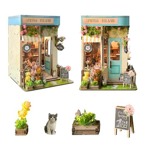 Foyucool DIY Book Nook Kit, Miniature Bookshelf Decor with LED