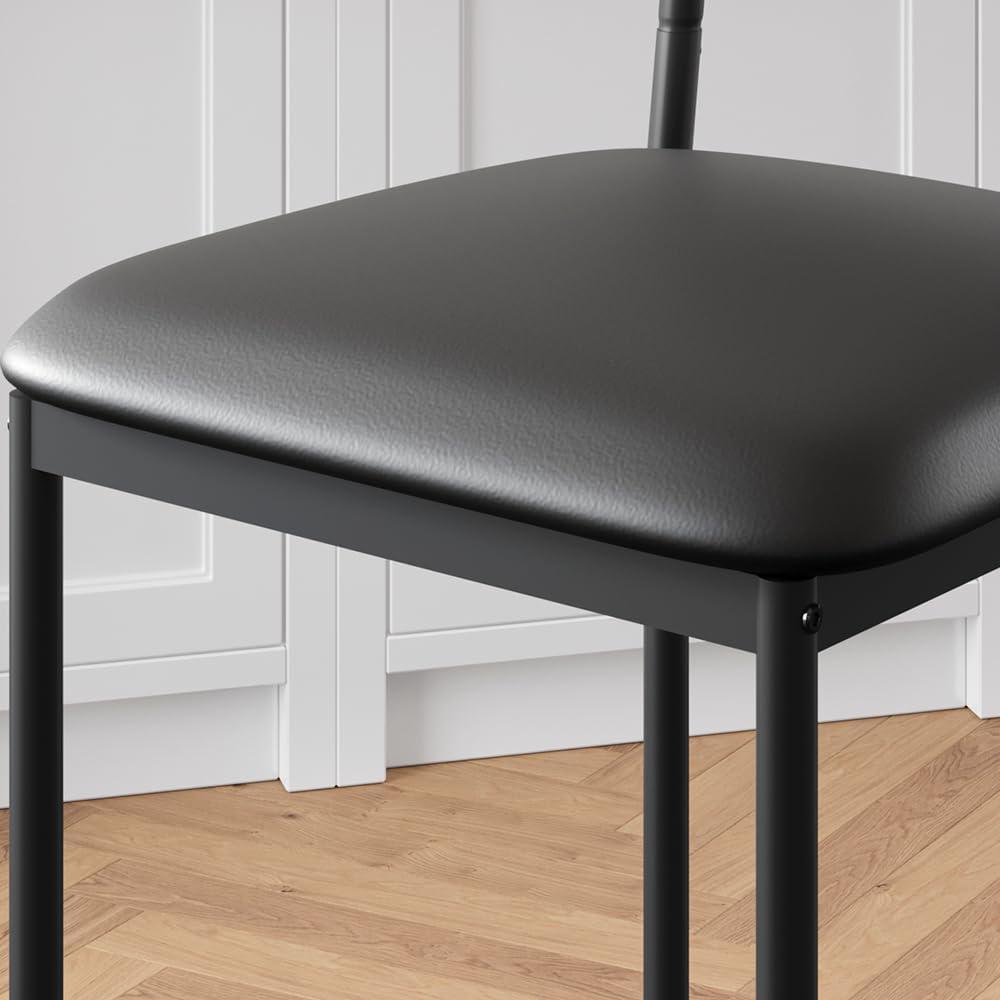 Mesa de cocina pequeña, mesa de comedor con 2 sillas, 3 estantes laterales, mesa de bar con taburetes de bar, conjunto de comedor para cocina, comedor, salón, color negro