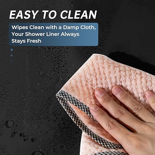 Image of AmazerBath Plastic Shower Curtain Liner, 72 x Inches EVA 8G Heavy Duty Black Waterproof Weighted Thick Bathroom with 3 Clear Weights and 12 Rustproof Grommet Holes