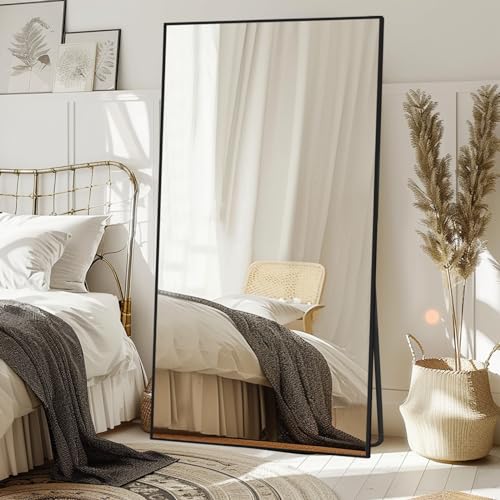Image of LFT HUIMEI2Y 76.4 inchx37 inch Full Length Mirror, Black Floor Mirror