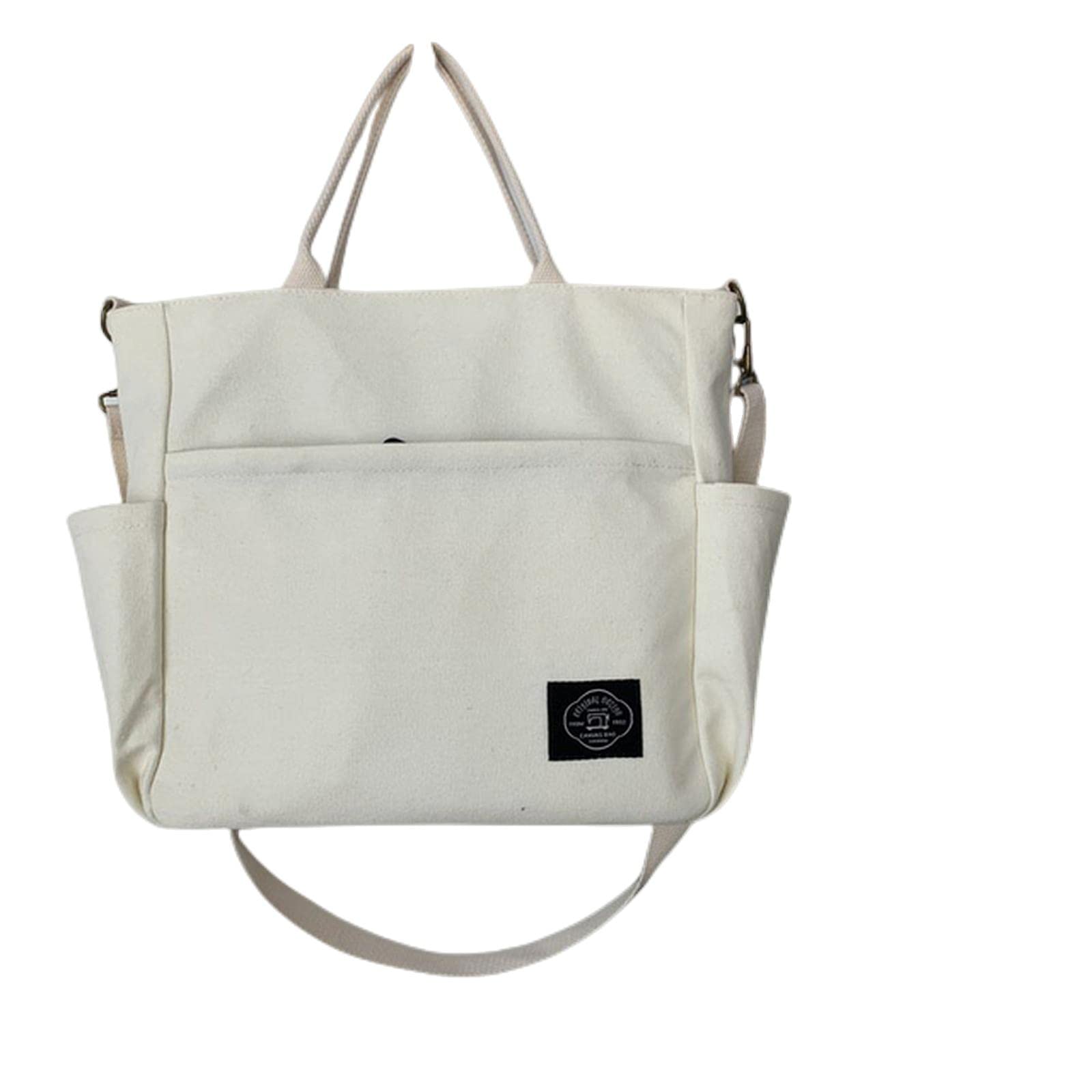 MOGSA Bolso de hombro para mujer, estilo retro, de gran tamaño, de lona, de algodón, cruzado, con cremallera, casual, con múltiples bolsillos