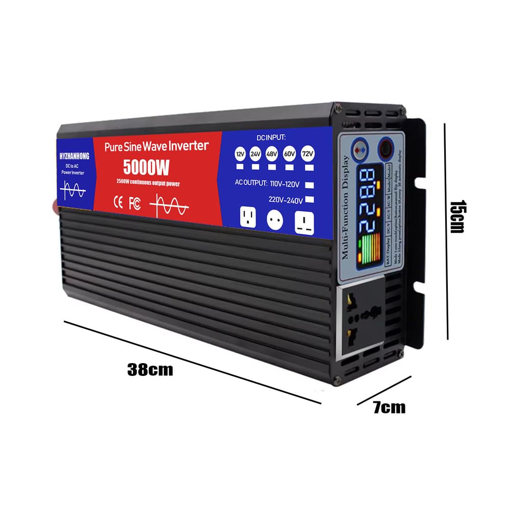 Falownik 72 V do 110 V, falownik sinusoidalny 5000 W, konwerter prądu stałego 12 V/24 V/48 V, 60 V/72 V, konwerter prądu przemiennego 110 V, falownik samochodowy,24V to 240V
