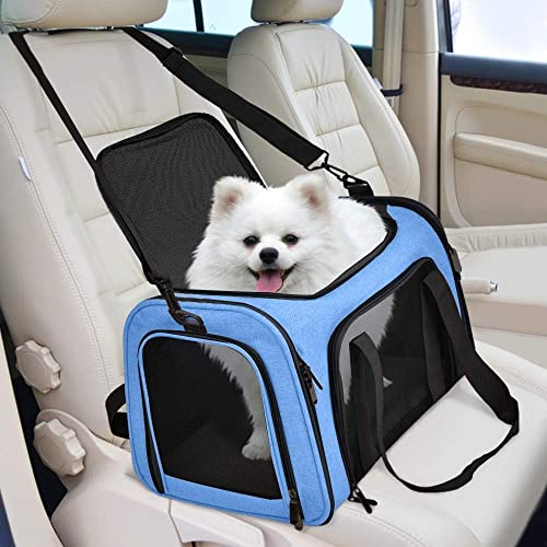 Image of PETANGEL Airline Approved Cat Carriers Small Dog Carrier Pet Carrier Bag for Kitten Puppies up to 4Kg, Small Dog Carrier Soft Sided, Collapsible Travel Puppy Carrier (Size: S, Blue)