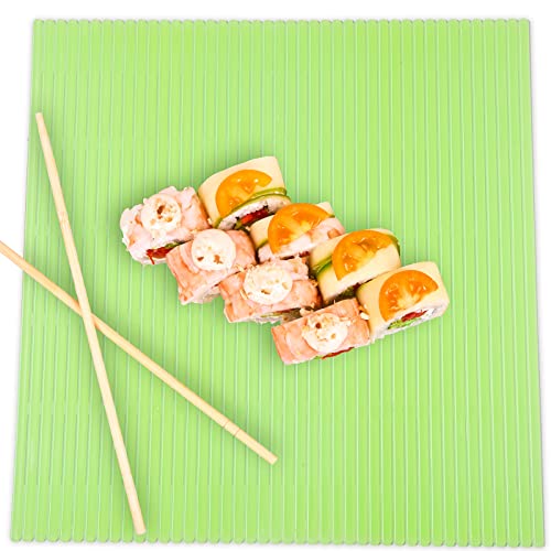 3 Pieces Kitchen Sushi Rolling Mat Non Stick Sushi Making Kit Japanese Plastic Sushi Rolling Maker Homemade For Home Kitchen Diy Sushi Plate Mat (Green) #TOP5