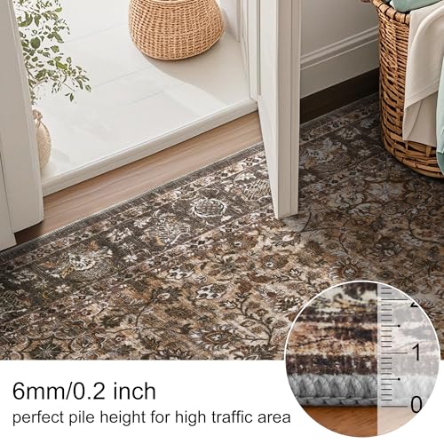 Tapete Pasillo Cocina Lavable 2x6 ft Boho Marrón miniatura 5