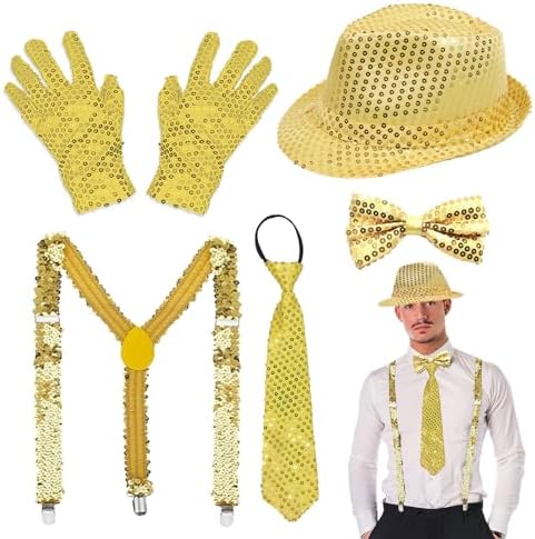 Accessori Discoteca Anni '70 - Set 4 Pezzi Glitterati Per Uomo E Donna