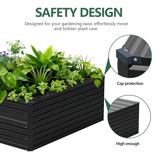 Vengarus 12x4x2FT Galvanized Raised Garden Bed Kit, Deep Root Planter Box Outdoor Large Planter Raised Beds for Planting Flowers,Vegetables and Herbs-Black by Vengarus - Image 3