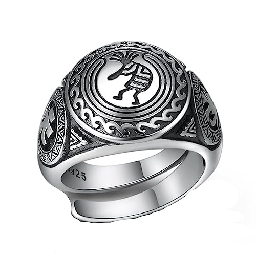 Bague en argent sceau indien pour homme au style tribal amérindien unique