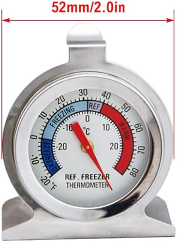 Miniatura 3 de Termómetro para refrigerador, termómetro de acero inoxidable para nevera con indicador rojo, termómetros de esfera grande para congeladores,
