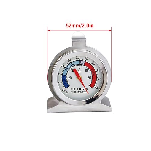 Miniatura 3 de Termómetro para refrigerador, termómetro de acero inoxidable para nevera con indicador rojo, termómetros de esfera grande para congeladores,