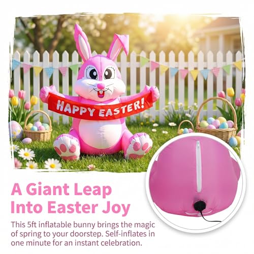 Lapin de Pâques gonflable décorations extérieures stables face au vent pour pelouse