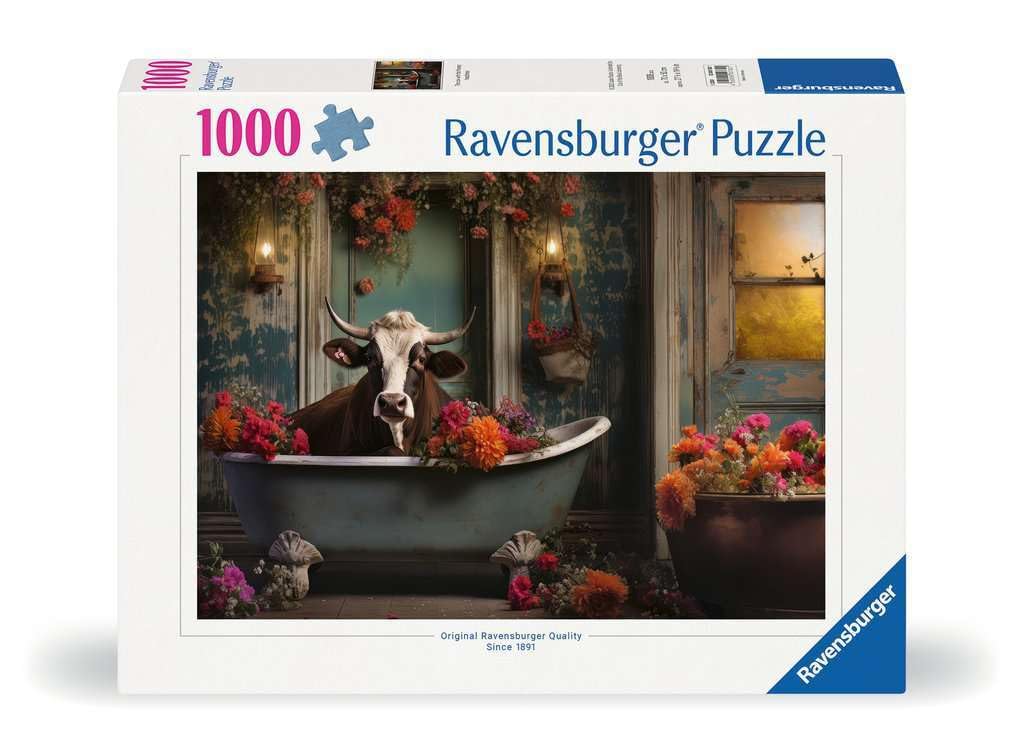 Ravensburger - Puzzle Mucca nella Vasca, 1000 Pezzi, Puzzle Adulti e Ragazzi, Idea Regalo per Lei o Lui, 70x50 cm