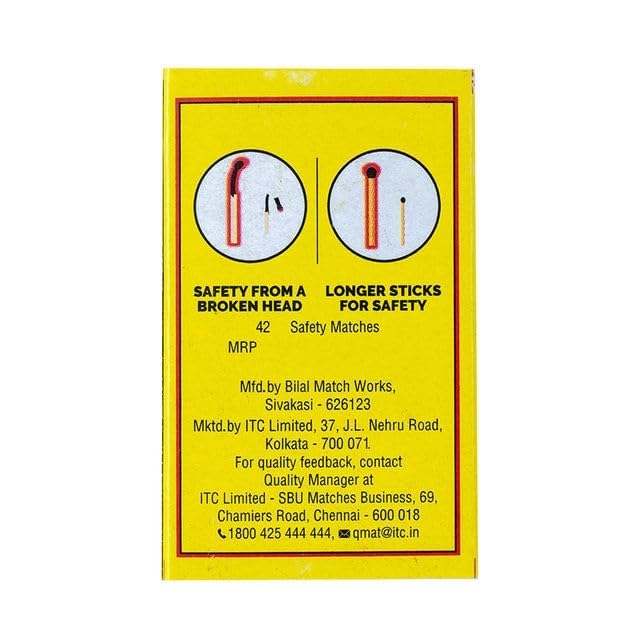 Image of HomeLights Small Match Box (Pack of 2 X 5 Matchboxes) Karborised 40-45 Match Sticks for Kitchen, Pooja & Craft | Extra Long, Extra Strong Matchsticks