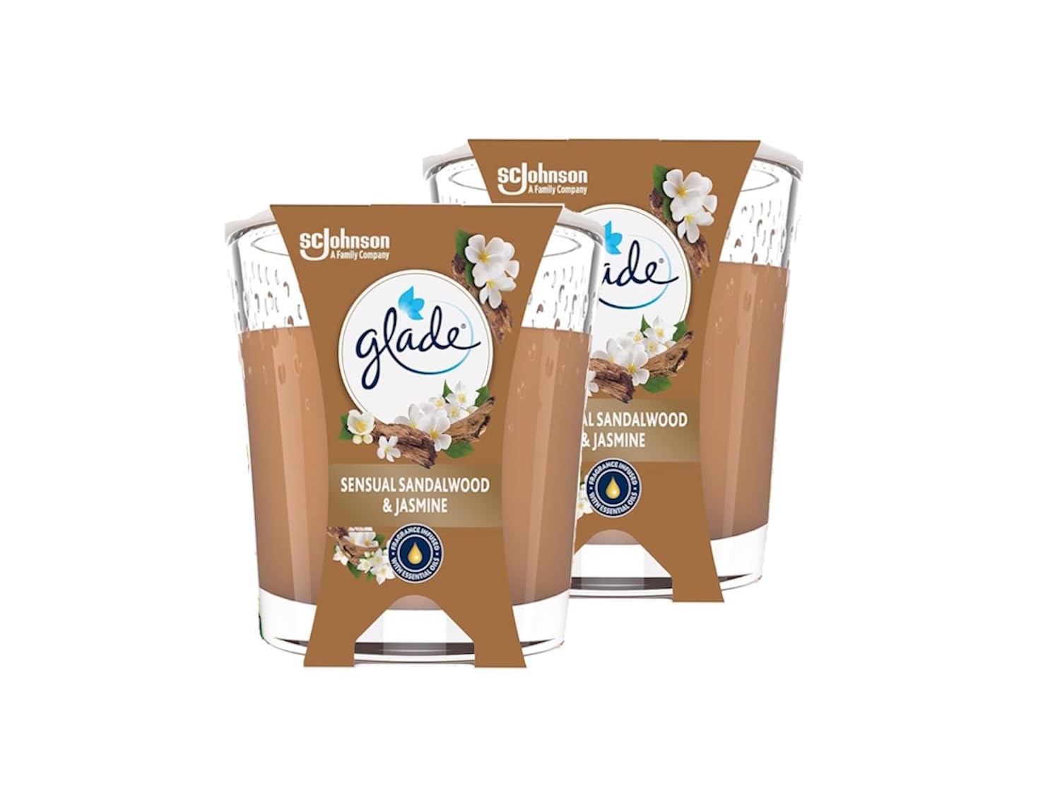 Glade Raumduft Set Sandalwood & Jasmine – Automatic Spray + 2 Nachfüller, Duftstecker Starter Set + 2x 20 ml Nachfüller, 2 Duftkerzen je 112 g & Duftstäbchen Diffuser