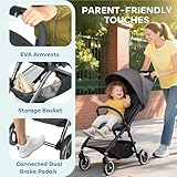 AIYAPLAY Baby Pushchair, Foldable Toddler Stroller with Adjustable Backrest & Footrest, Canopy, Storage Basket, Compact with One Hand Baby Buggy, from Birth to 3 Years (15kg), Dark Grey - Image 5
