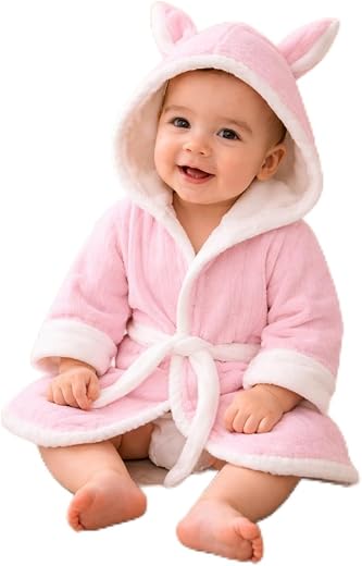 THE LITTLE LOOKERS Bathrobe for Babies | Super Soft &amp; Absorbent | Hooded Bathrobe for Kids | Baby Hooded Bathgown for Newb...