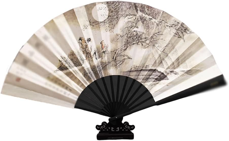 Decoration Folding Fan Handheld Fans, Men's Chinese Ancient Style Folding Fan for Dancing Wedding Party Props Decoration Elegant Hand Fan Fan (Color : D)