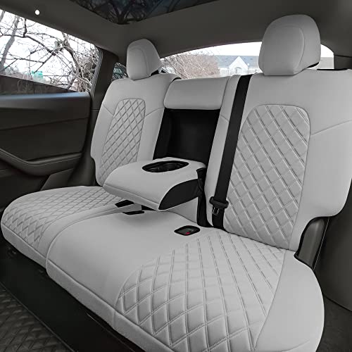 Fh Group Custom Fit Neoprene Seat Covers For Tesla Model Y - Rear Set Solid Gray #TOP1