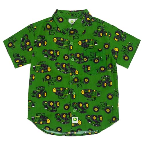 John Deere Tractor Toddler Boys Button Down Dress Shirt Green 3T