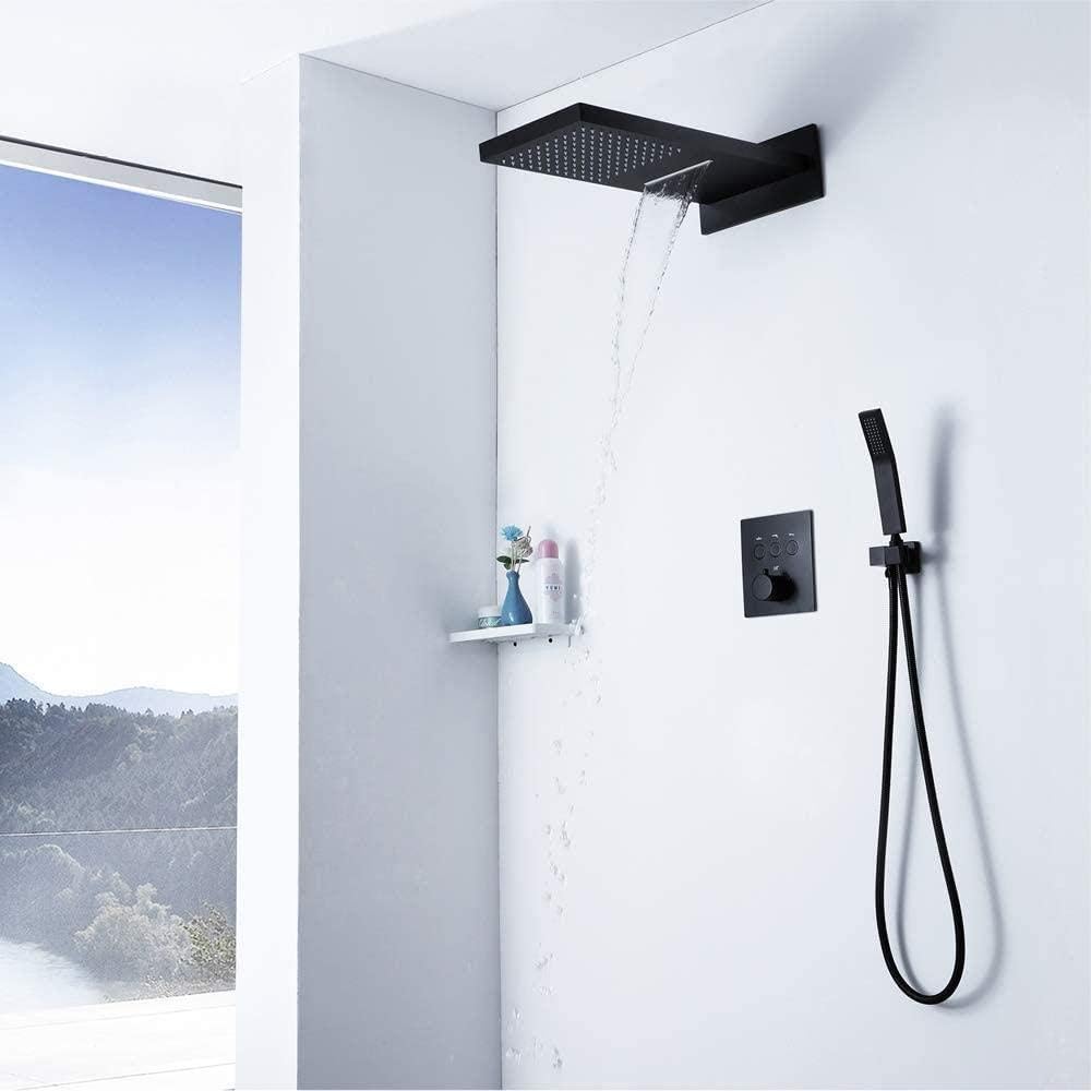 Shower Set Thermostatic Shower System Wall Mounted Shower System Ceiling Mount Shower Set Bathroom Set Rain Showerhead and Handheld Combo Set