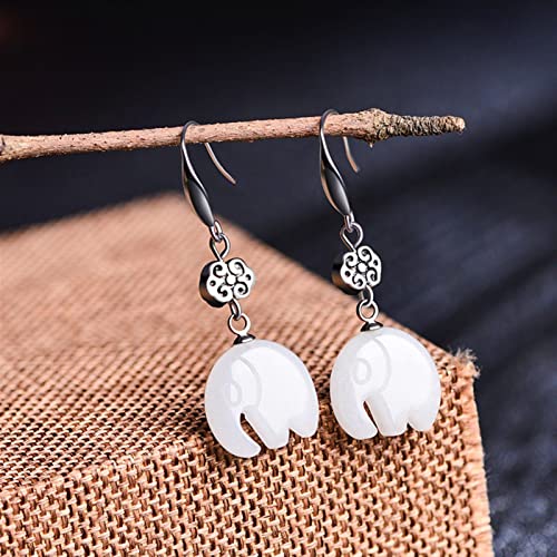 Pendientes de plata 925 hipoalergénicos con jade blanco que no pesan 6