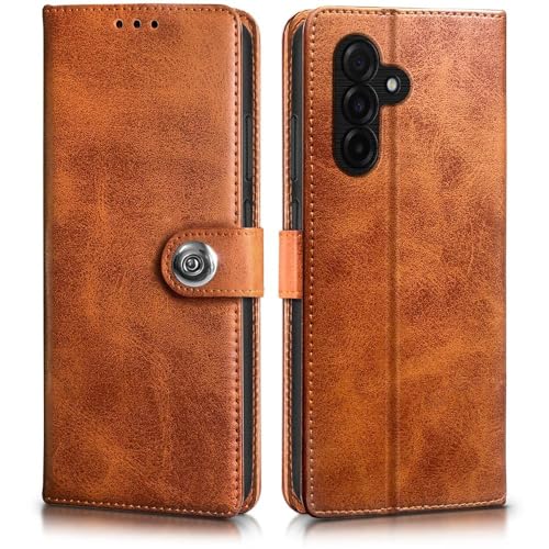 Image of WOW IMAGINE Shock Proof Flip Cover Back Case for Samsung Galaxy M17 5G | A17 5G | F17 5G (Magnetic Button Flip Case | Wallet Pockets & Stand | Leather Finish | Alder Brown)
