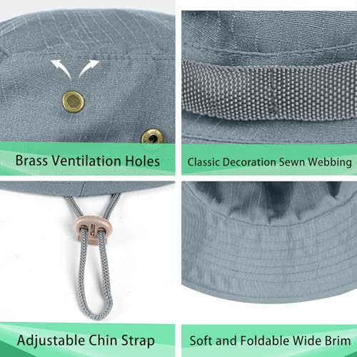 Image of Sun Hats for Men Women Boonie Hat UPF 50+ Bucket Hat Wide Brim UV Protection Fishing Hiking Safari Outdoor Hats