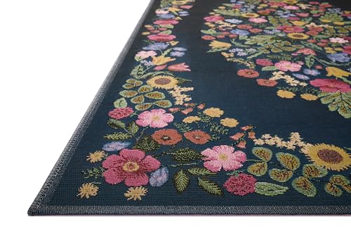 Image of Loloi Rifle Paper Co. Perennial Collection Blossom PRN-01 Navy 5'-3 inch x 7'-8 inch Indoor /Outdoor Area Rug