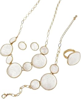 Retro Enamel Geometry Round Disc Jewelry Set for Women Statement Kit