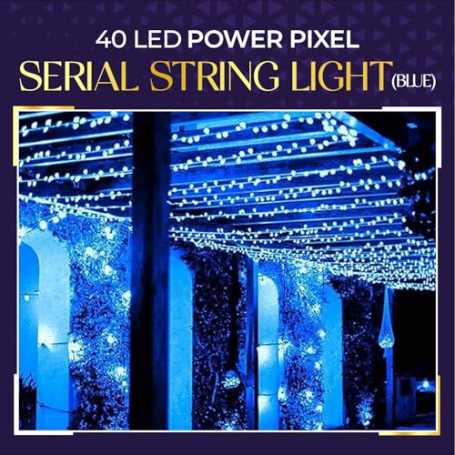 Image of Lexton 40 LED Power Pixel Serial String /Fairy Light | Plug Sourced | Suitable for Home & Outdoor Decoration, Diwali, Christmas, Ramadan, Wedding, Party, Festival (Pack of 50, Blue)