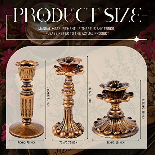 6 Pcs Vintage Candlestick Holders Taper Resin Candle Holder Retro Bronze Antique Candle Holder Floral Decorative Candle Sticks For Wedding Anniversary Table Fireplace Home Decoration #TOP1