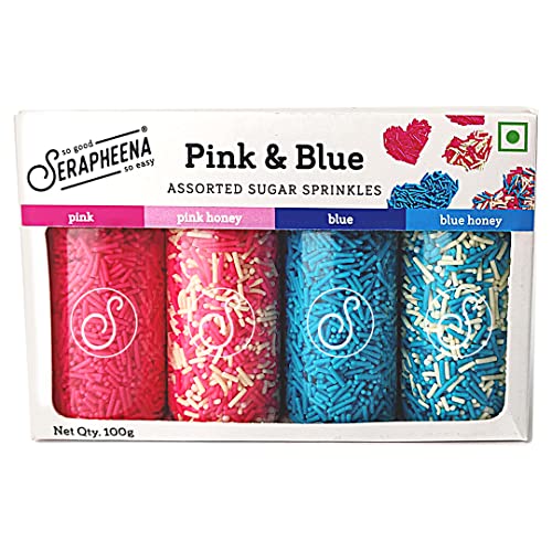 Image of Serapheena Sugar Sprinkles - Pink and Blue, 100g | Cakes and Cupcakes Decoration Kit