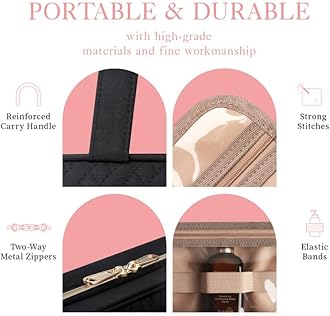 HOTOR Travel Toiletry Bag - Hanging Toiletry Bag for Women & Men, Makeup Bag/Big Comparment, Waterproof for Travel Accessories, Travel Essentials, Large, Black