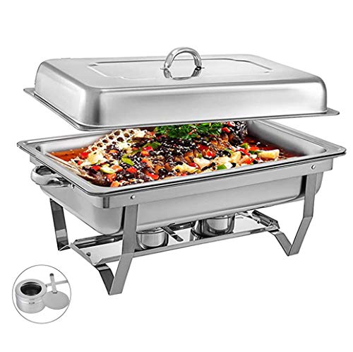 HSBAIS Speisenwärmer Buffetwärmer, Rechteckig Wärmebehälter Edelstahl Klappboden Chafing Dish Satz w/Kraftstoff für…