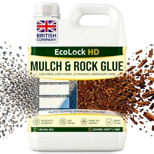 EcoLock Rock and Mulch Glue 4L Fast-Drying Formula for Sprayer Use Covers Up to 18 m Gravel Glue for Garden Stones Stone Glue for Outdoor Use Pet Friendly Pebble Glue Rock Glue & Gravel Binder