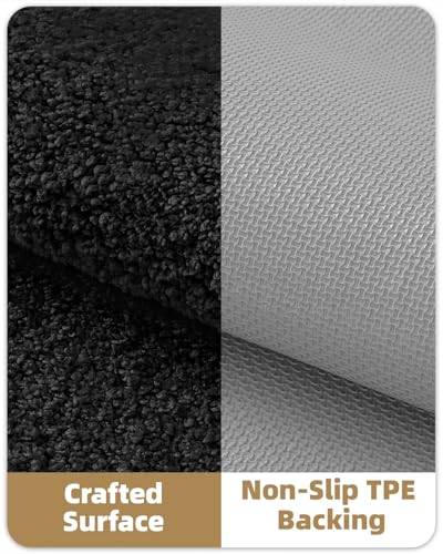 Image of Color&Geometry Small Black Bathroom Rugs, Non Slip Shower Mat with Rubber, Ultra Soft and Absorbent, Washable Bath Mats for Bathroom Floor, Shower, Sink, Vanity, 15 inchx23 inch