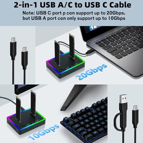 M.2 NVMe SATA SSD Cloner Dock con USB 3.2 Gen 2X2 miniatura 4