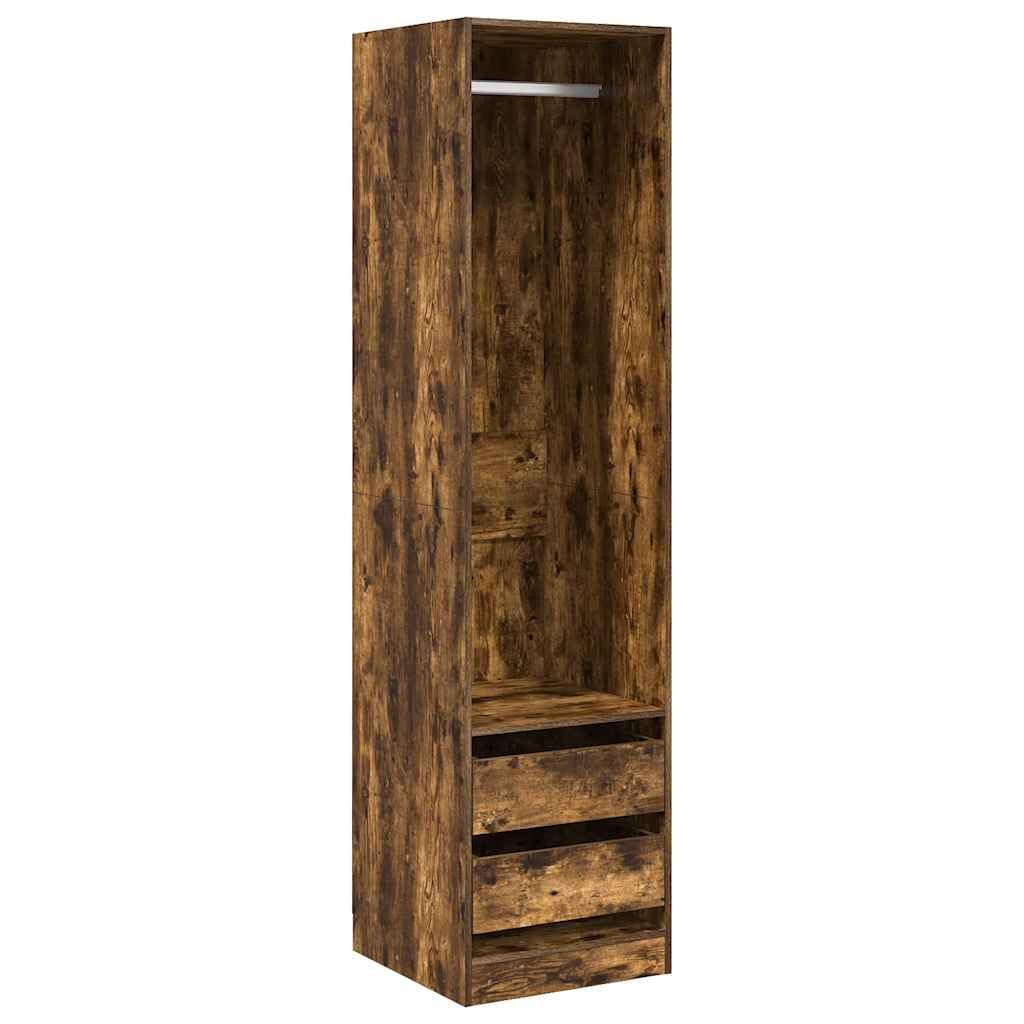 vidaXL Wardrobe with Drawers Closet Storage Cabinet Clothes Organiser Highboard Armoire Clothes Storage Cupboard Smoked Oak Engineered Wood