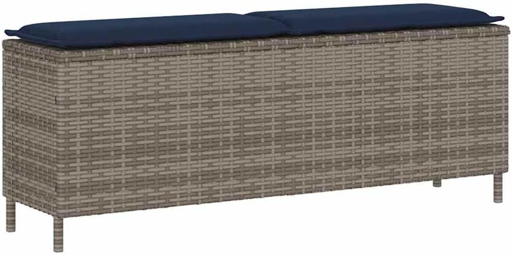 Patio Bench with Cushion Gray 43.3"x11.8"x15.9" Poly Rattan,Poly Rattan Outdoor Garden Bench with Comfortable Cushion Durable Weatherproof Sofa for Yard or Patio Patio Furniture