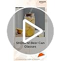 Image of SKDBPM Beer Can Shape Drinking Glasses Tumbler with Airtight Wooden Lid and Straw 500ml Mason Sipper Bottle for Juice Cocktail Iced Tea (Amor Sipper)