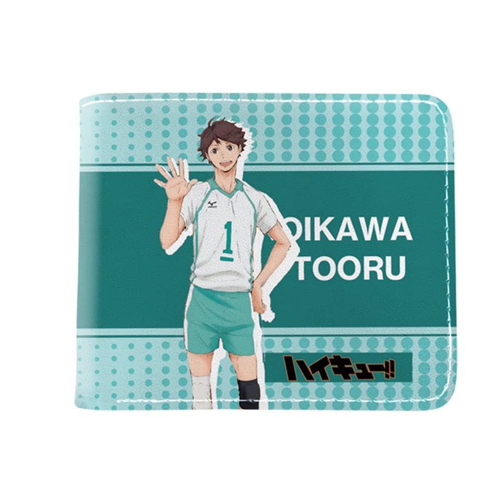 Haikyuu Wallet Anime Cartoon Printed Coin Purse Unisex PU Bifold Short Purse ​Student Wallet with Coin Pocket Credit Card Id Window