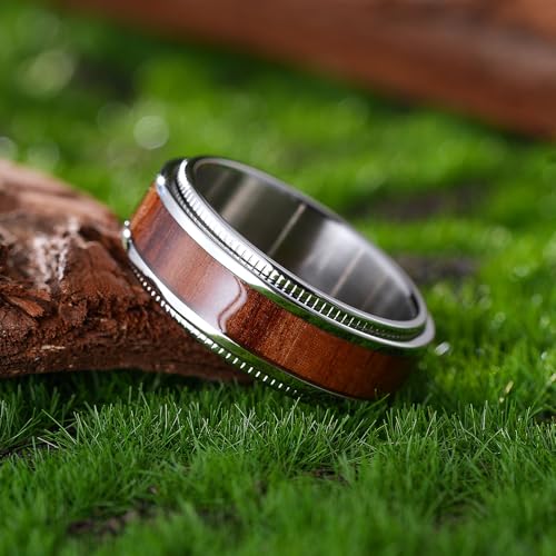 Image of King Will 316L Stainless Steel Spinner Ring for Men Women- 8mm Width Fidget Ring with Dragon /Celtic Knot Pattern, Stress Anxiety Relief Comfort Fit Wedding Band