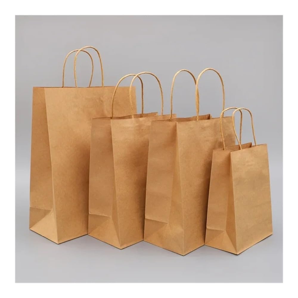 Pogrubiona torebka z papieru pakowego, torba bokserska klasy spożywczej na wynos, supermarket, ubrania, torba na zakupy, torba na prezent weselny (50 szt., 28 x 15 x 28 cm)