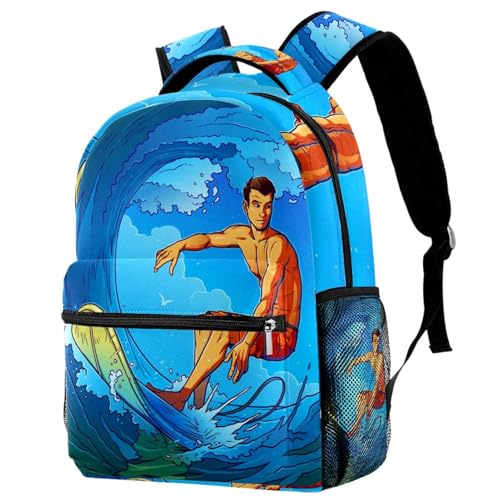 Sac à dos d'école bleu surf décontracté pour les adolescents et filles active