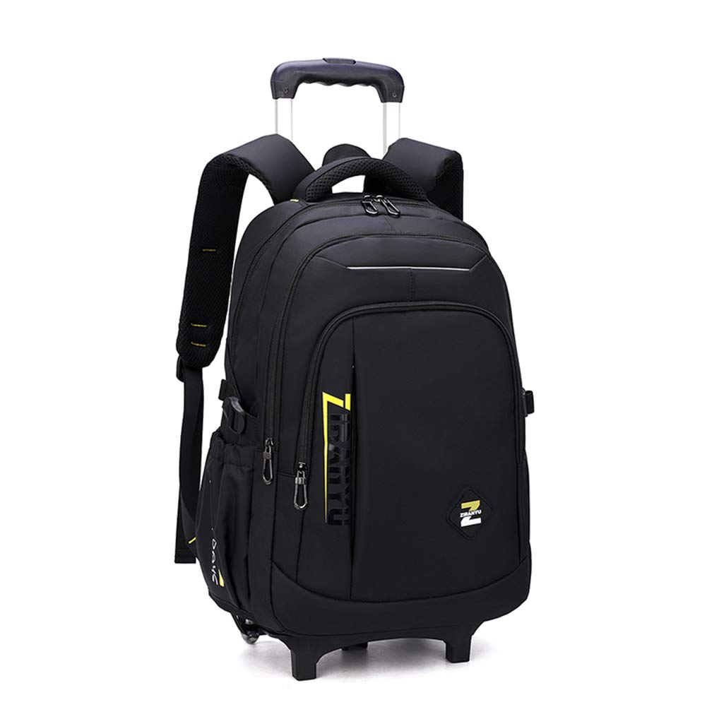 VIDOSCLABlack Kids Boys Rolling Backpack Teens Carry-on Luggage with Wheels Trolly BookBag for School-2 Wheels