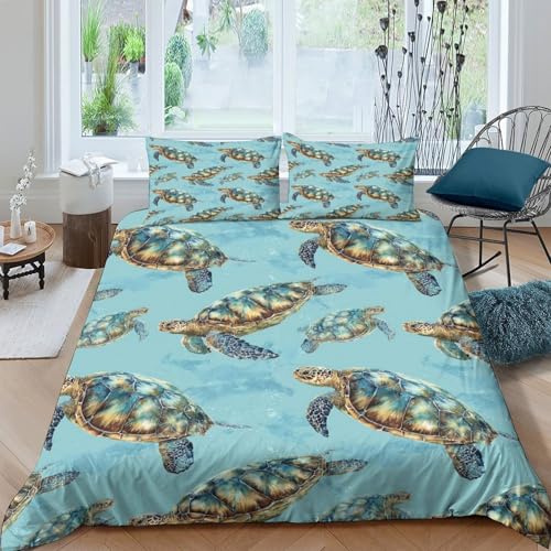 Housse de couette tortue de mer 3D parure de lit adulte microfibre 140x200 - 2