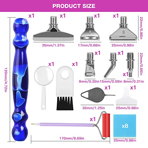 Baiyigs 21Pcs Diamond Painting Pen Accessories Tools Kits For Diy Art&Craft, Stainless Steel Metal Anti-Fall Tip With Ergonomic Resin Diamond Art Pen For 5D Diamond Paint Bead Dot, Embroidery Decor #TOP4