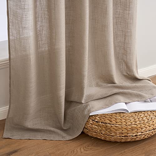Taupe Linen 84 Curtains 2 Panels for Bedroom and Living Room - Modern Farmhouse Decor