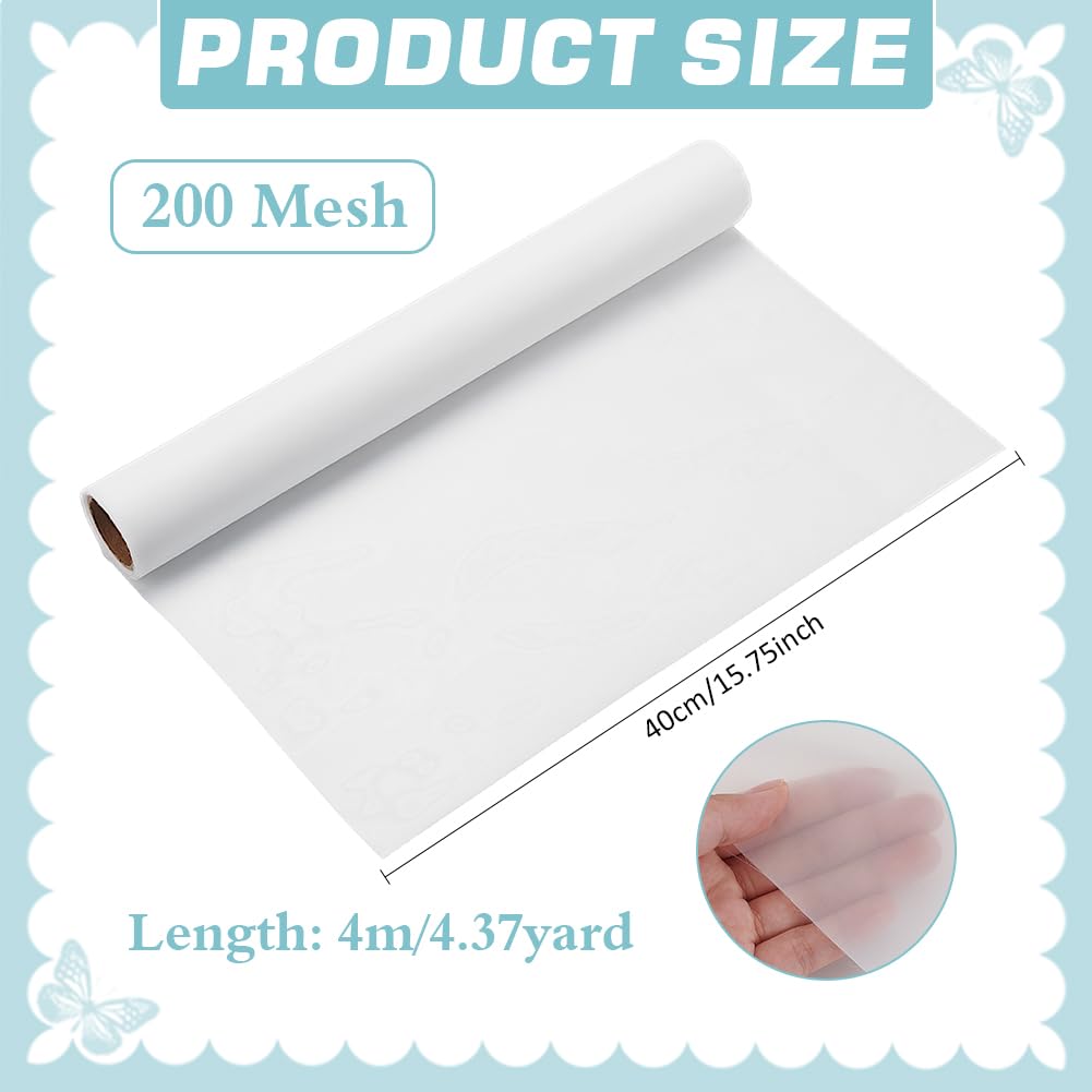BENECREAT Filtro A Maglie di Nylon Bianco Da 40x400cm, 200 maglia Riutilizzabile Filtro Acqua Maglia Filtro Fine Resistente Al Calore per Vernice, Birra Fatta In Casa